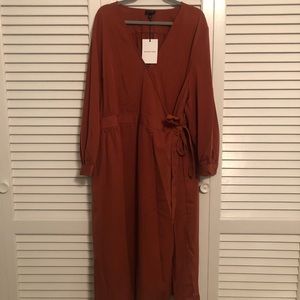 Who What Wear Burnt Orange Wrap-Around Dress